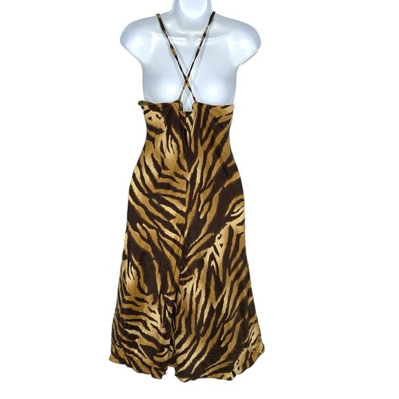 AX Armani Exchange 6 Womens Silk Animal Tiger Print Slip Mini Dress Flowy - Picture 2 of 8